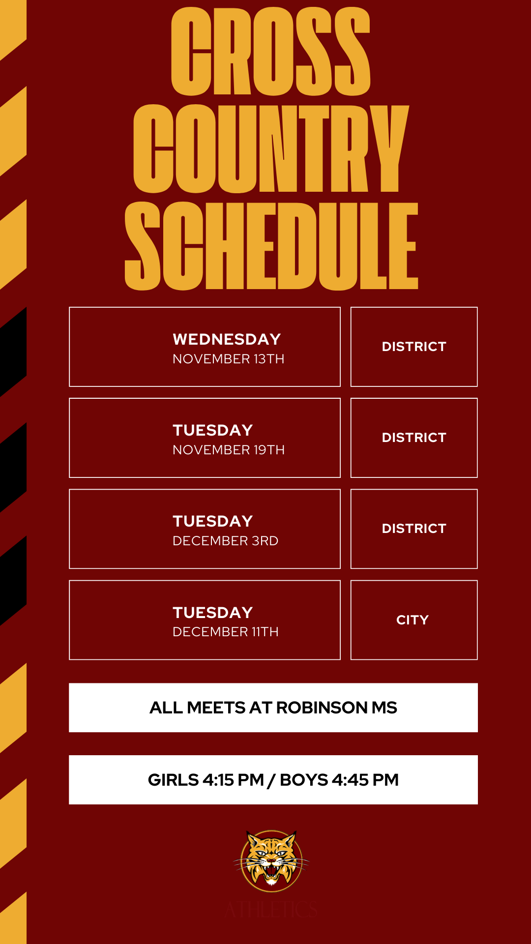 Cross Country Schedule